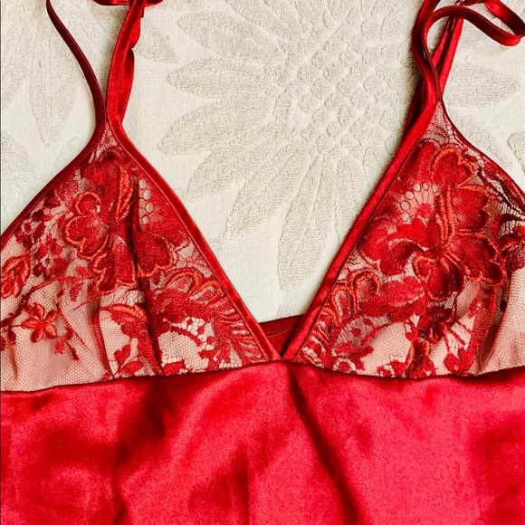 Vintage Rich Red Satin Slip Dress Nighty VS M - Picture 7 of 10